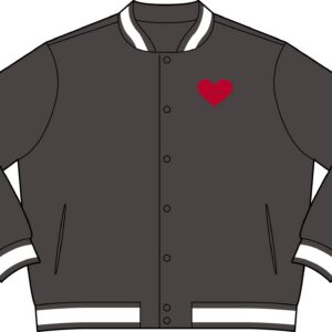 Embroidered Heart Varsity Jacket — Insulated Letterman Coat